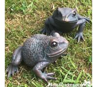 Animal Crackers Set Of 2 16Cm Aged Bronze Effect Frogs Quirky Garden Pond Ornament Decoration