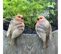 Animal Crackers SET of 2 Robin Plant Flower Pot Hangers novelty garden ornament decoration bird lover gift