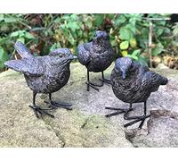 Animal Crackers Set of 3 bronze effect WREN ornaments indoor or outdoor decoration, garden bird lover gift