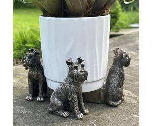 Animal Crackers SET of 3 Schnauzer Dog shaped Plant Flower Pot Stands ornament decoration Dog lover gift