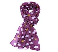 Animal Crackers Sheep design scarf, lightweight cotton mix fabric, a great novelty gift and stocking filler for the woman who has everything ('Sheep Herd' Lilac (with white and mustard sheep))