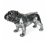 Animal Crackers Silver Bulldog Dog Figurine Ornament, Aged Antique Silver Effect, Gift Boxed, 26Cm