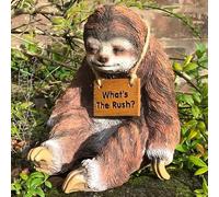 Animal Crackers Sitting Sloth with Whats The Rush? sign ornament decoration figurine sloth lover gift