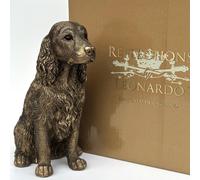 Animal Crackers Spaniel figurine from the Leonardo Reflections Bronzed range, realistic bronze effect heavy weight resin, in gold git box, height 16.5cm