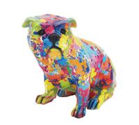 Animal Crackers 'splash Art' Bright Colour Sitting English Bulldog Figurine