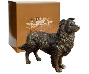 Animal Crackers Standing Border Collie figurine from the Leonardo Reflections Bronzed range, gift boxed