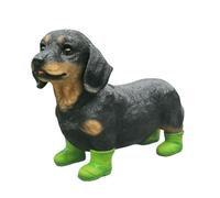Animal Crackers Super cute 'Welly Dogs' and Farm Animals in Wellington Boots figurines novelty home or garden decorations or collectables, GIFT BOXED (DACHSHUND in GREEN Wellingtons)