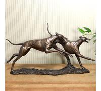 Animal Crackers 'the Winner' Two Racing Greyhounds Figurine In Solid Cold Cast Bronze Designed By David Geenty