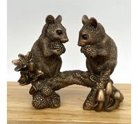 Animal Crackers Two Mice On Branch With Berries Figurine From The Leonardo Reflections Bronzed Range, Gift Boxed