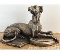 Animal Crackers Whippet Dog Figurine In Solid Cold Cast Bronze Designed By Harriet Glen
