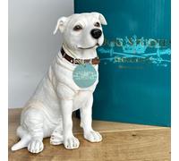 Animal Crackers White Sitting Staffordshire Bull Terrier Ornament From The Leonardo Dog Studies Range, Height 18Cm, Gift Boxed