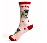 Animal Crackers Women's I Love Pugs Socks, Quality Cotton Mix, Novelty Pug Dog Lover Gift Animal Crackers Multicolor One Size