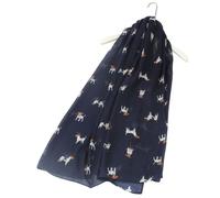 Animal Crackers Women's Jack Russell Terrier Dog Design Lightweight Scarf in Blue Animal Crackers Blue One Size