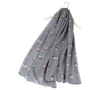 Animal Crackers Women's Jack Russell Terrier Dog Design Lightweight Scarf in Grey Animal Crackers Grey One Size