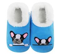 Animal Crackers Women's Snoozies French Bulldog Cosy Washable Slippers in Blue | Size: 5-6 Animal Crackers Blue 5-6