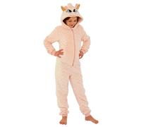 Animal Crazy Giraffe Fleece Onesie in Peach | Size: 3-4 Years Animal Crazy Peach 3-4 Years