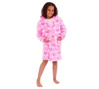 Animal Crazy Nightwear Kids Boys Girls Soft Fleece Dressing Gown Robe Hooded Plush 3D Animals UK Seller - Neon Hearts - 11/12 Years