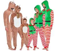 Animal Crazy Onesie Adult Kid Unisex Family Matching Christmas Elf Reindeer Fleece Onesies UK Seller - Reindeer - 10/11 Years