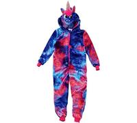 Animal Crazy Onesie Girls Boys Kids Childrens Fleece Onesies Jumpsuit Playsuit One Piece UK Seller - Bright Tie Dye Unicorn - 10/11 Years