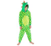 Animal Crazy Onesie Girls Boys Kids Childrens Fleece Onesies Jumpsuit Playsuit One Piece UK Seller - Green Spot Dinosaur - 8/9 Years