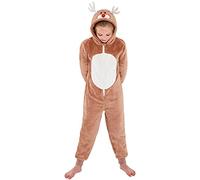 Animal Crazy Onesie Girls Boys Kids Childrens Fleece Onesies Jumpsuit Playsuit One Piece UK Seller - Reindeer - 11/12 Years