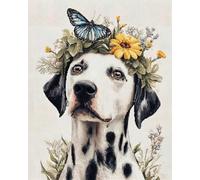 Animal Cross Stitch Set Patterns Dalmatians and Flowers 11CT 30x40cm