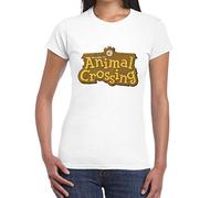 Animal Crossing 3D Logo Womens Fitted T-Shirt Large White