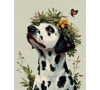 Animal Crossstitch Kits for Adults Dalmatians and Flowers 11CT 30x40cm