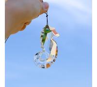 Animal Crystal Hanging Butterfly Prism Suncatcher, Hummingbird Rainbow Glass Butterfly Sun Catcher Sea Horse Hanging Crystals for Window Garden Home Christmas Decor-White Sea Horse