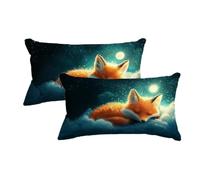 Animal Cushion Covers 40 x 80, Fox Pillow Cases 2 Pack - Rectangle Cushion Covers with Invisible Zipper, Decorative Pillow Cases 2 Pack, Pillowcases for Sofa Couch Bed Living Room, Home Decor -8260