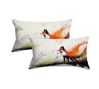 Animal Cushion Covers 40 x 80, Fox Pillow Cases 2 Pack - Rectangle Cushion Covers with Invisible Zipper, Decorative Pillow Cases 2 Pack, Pillowcases for Sofa Couch Bed Living Room, Home Decor -8647