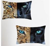Animal Cushion Covers 60x80 Set of 2, Leopard Rectangle Pillow Cases with Hidden Zipper, Waterproof Linen Pillow Case 60x80cm, Double Sided Printing, Pillowcases for Bed Sofa Outdoor Decor 7-2841