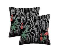 Animal Cushion Covers 70 x 70 cm Set of 2 Outdoor Cushions Flamingo, Waterproof Linen Square Pillow Covers with Stitched Edge, Outdoor Throw Pillow Decorative for Home Garden Furniture Patio S-1006
