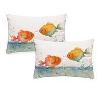 Animal Cushions Waterproof Rectangular Cushion Covers 60x90 cm 2025 New 2 Pack Throw Pillow Covers Fish Double Sided Printed Velvet Sofa Pillow Cases for Garden Bench Couch Indoor Autumn Decor z-772