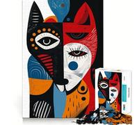 Animal Cute Abstract Jigsaw Puzzle 1000 Think Boost Game Tight Lock No Loose Pieces Interactive Brain Challenge for Home (38x52cm)