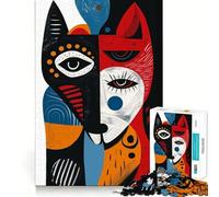 Animal Cute Abstract Jigsaw Puzzles for Adults 1000 Mind Boost Game Uniform Size Precise Pieces Travel-friendly Brain Game Gift (38x26cm)
