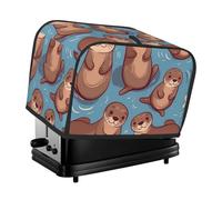 Animal Cute Brown Otters 2 Slice Toaster Covers Dustproof Splash-Proof Bread Machine Cover Fingerprint Protectors Small Washable Kitchen Appliance Cover Universal Size