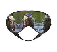 Animal Cute Brown Otters Breathable Adjustable Eye Mask Effective Shading Blindfold for Sleeping with Elastic Strap