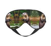 Animal Cute Brown Otters Breathable Adjustable Eye Mask Effective Shading Blindfold for Sleeping with Elastic Strap