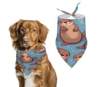 Animal Cute Brown Otters Dog Bandanas Cute Soft Cotton Puppy Scarves Washable Daily Summer Durable Triangle Reversible Bibs Suitable for Small Medium Large Dogs and Cats