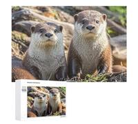 Animal Cute Brown Otters Jigsaw Puzzle 1000 PCS Challenging Fun Puzzles Wooden Jigsaw Puzzles for Adults Families
