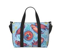 Animal Cute Brown Otters Large Gym Bag 16 Inch Lightweight Carry On,Duffel Bag for Travel Sport, Mommy Hospital Bag