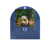 Animal Cute Brown Otters Print Adorable Blank Cards& Envelopes,Unique Designs Perfect for Festivals, Invitations