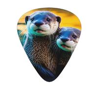 Animal Cute Brown Otters print Celluloid Guitar Plectrums for Acoustic Guitar Bass,Guitar Picks with Organizer Box