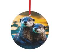 Animal Cute Brown Otters Print Christmas Home Decor Ornaments 2024 Small Xmas Tree Decoration Assorted Sizes(S,L)