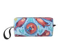 Animal Cute Brown Otters Print Compact Storage Pouch, Minimalist Carry Bag, Large Capacity Tote for Protective Carry