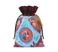 Animal Cute Brown Otters Print Drawstring Bags, Candy Snack Bag, Reusable Holiday Pouches for Wrapping & Storage S