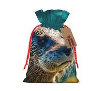 Animal Cute Brown Otters Print Eco-Friendly Gift Drawstring Bag Holiday Present Pouches Party Favors Goodie Bags