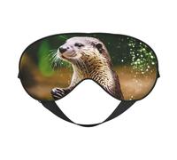Animal Cute Brown Otters Print Eye Mask,Silk-Like Sleep Mask,Night Sleeping Mask for Men Women,for Sleep Relaxation