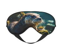 Animal Cute Brown Otters Print Eye Mask,Silk-Like Sleep Mask,Night Sleeping Mask for Men Women,for Sleep Relaxation